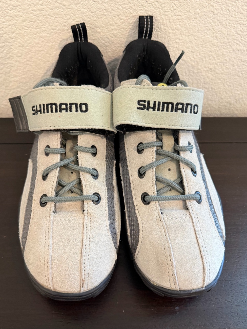 Shimano Mens Beige and Gray Cycling Sneakers with Strap Size 41
